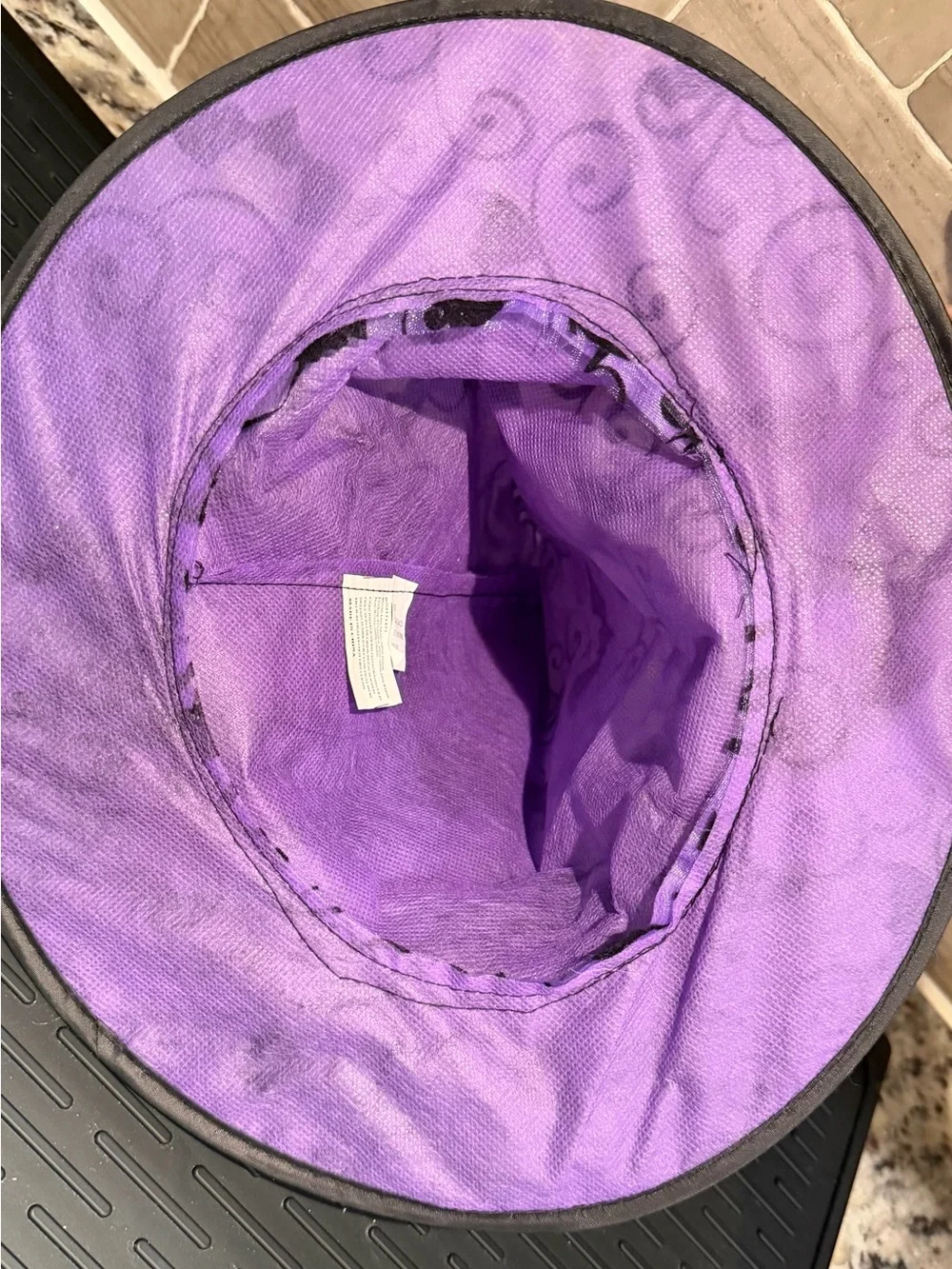 Y2K Vtg 2010 Purple & Black Velvet Flock Bat Swirl Witch Hat Costume Accent